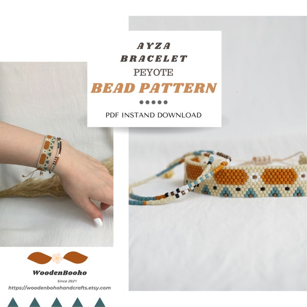 AYZA Pdf Peyote Stitch Beading Pattern, Miyuki Delica Bracelet Pattern, Bead Jewelry Pattern Instant Download