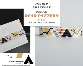 Geometric Abstract Design Miyuki Delica Beaded Bracelet Pattern, Even Count Peyote Stitch Pattern, Seed Bead Jewelry Pattern Pdf Download