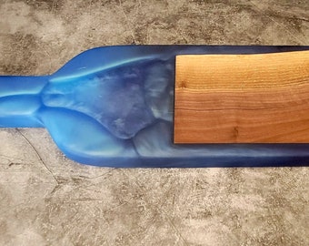 Live Edge Black Walnut Charcuterie Board: Blue Epoxy Resin River