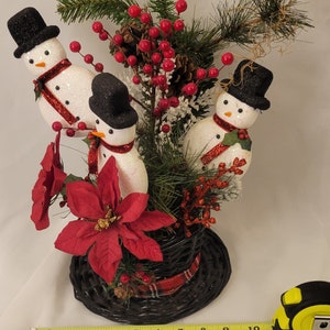 Centerpiece Winter Snowman Decor|Christmas Snowman Decor|Winter Decor Snowman |Snowy Winter tabletop |holiday decor Snowman| Woodland decor