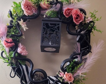 Halloween snake wreath | Spooky Halloween Wreath | Floral Snake Wreath | Pastel Halloween Wreath