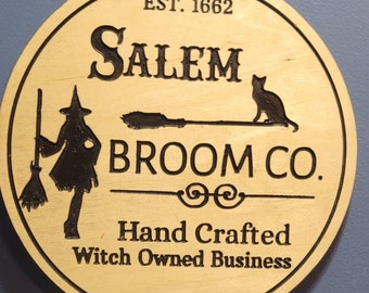 Salem brooms company halloween decor signs| Halloween Decor sign | Witchy Halloween sign | Spooky Halloween Sign | Vintage feel Halloween