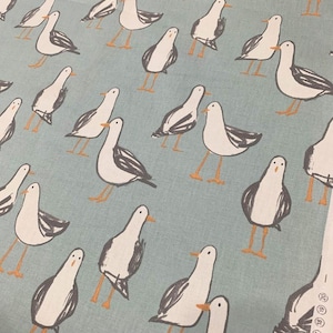 Seagull Fabric, Bird Upholstery Fabric, Duck Egg Fabric, Blue Animal Print Cotton Furnishing Curtain Throw Pillow Home Decor Fabric Yard