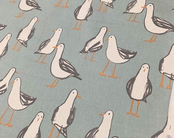 Tissu mouette, tissu d'ameublement oiseau, oeuf de canard, rideau d'ameublement en coton bleu à imprimé animal, coussin en tissu décoration d'intérieur