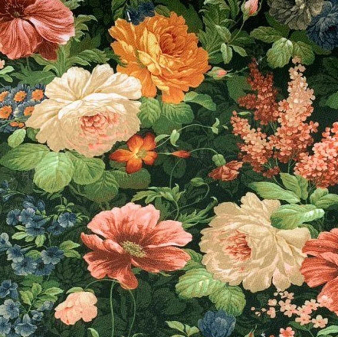 Tapestry Upholstery Fabric Floral Canvas Fabric Rose Garden Etsy