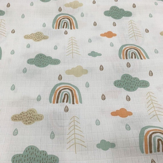 Regenbogen Musselin Stoff Sterne Regenbogen Baby Stoff, Baumwolle