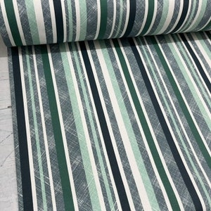 Green Stripe Fabric, Mint Green Fabric, Canvas Upholstery Fabric, Cotton Furniture Curtain Pillow Sofa Indoor Outdoor Decorative Fabric Yard