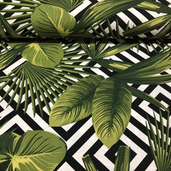 Palm Leaves Fabric, Botanical Upholstery Fabric, Tropical Fabric, Waterproof Outdoor Fabric, Fabric for Bench, Sofa, Curtain, Pillow by Yard