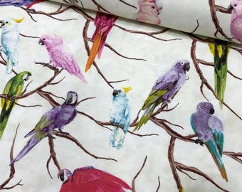 Parrot Fabric by the Yard, Bird Upholstery Fabric, Tropical Canvas Fabric, Exotic Animal Print Wildlife Jungle Colourful Home Decor Fabric