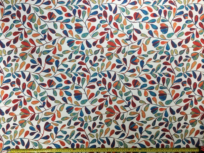 Aquarel bekleding stof, bladeren print stof, kleurrijke boho stof, schilderij kunst stof, woondecoratie buiten gordijn kussen stof werf afbeelding 8