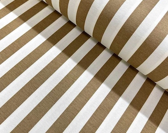 Brown Stripe Fabric, Camel Fabric, Bronze Copper Country Cottage Cotton Canvas Upholstery Material Curtain Cushion Couch Decor Fabric Yard