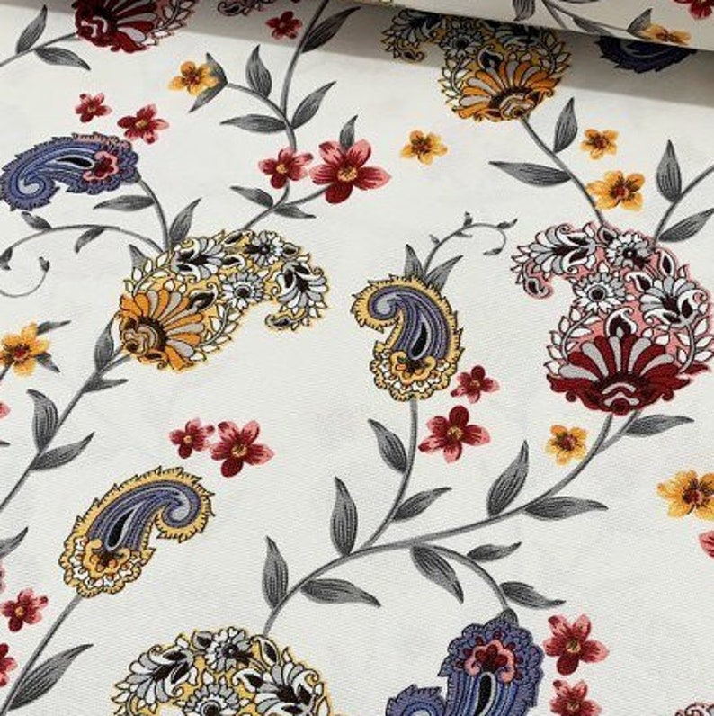 Interior Design Fabric Oriental Upholstery Fabric Bohemian Turkish Canvas Home Decor Fabric Yard Floral Paisley Fabric Designer Fabric