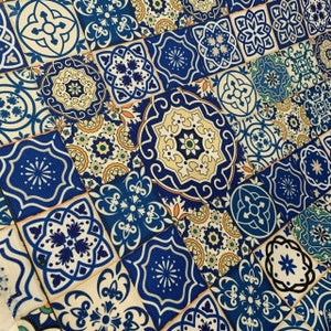 Tile Fabric, Ceramic Fabric, Mosaic Fabric, Turkish Ottoman Fabric, Moroccan Fabric, Geometric Upholstery Fabric, Decorative Fabric by Yard