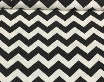 Black and White Canvas Fabric, Chevron Upholstery Fabric, Geometric ZigZag Print Fabric, Monochrome Home Decor Furniture Pillow Fabric Yard
