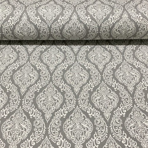 Mazely Damask Ancient Gray Cotton Drapery Upholstery Fabric by Etsy