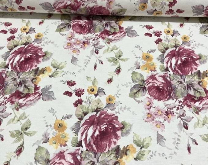 Pink Cottage Floral Fabric by the Yard Shabby Chic Flower Fabric With ...