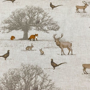 Linen Look Fabric, Animal Print Fabric, Farmhouse Fabric, Country Scenic Fabric, Beige Cotton Canvas Upholstery Decor Bag Fabric by the Yard