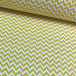 Yellow Chevron Fabric, Yellow and White Upholstery Fabric, Zigzag Print Fabric, Farmhouse Rustic Cotton Canvas Drapery Sofa Bag Fabric Yard