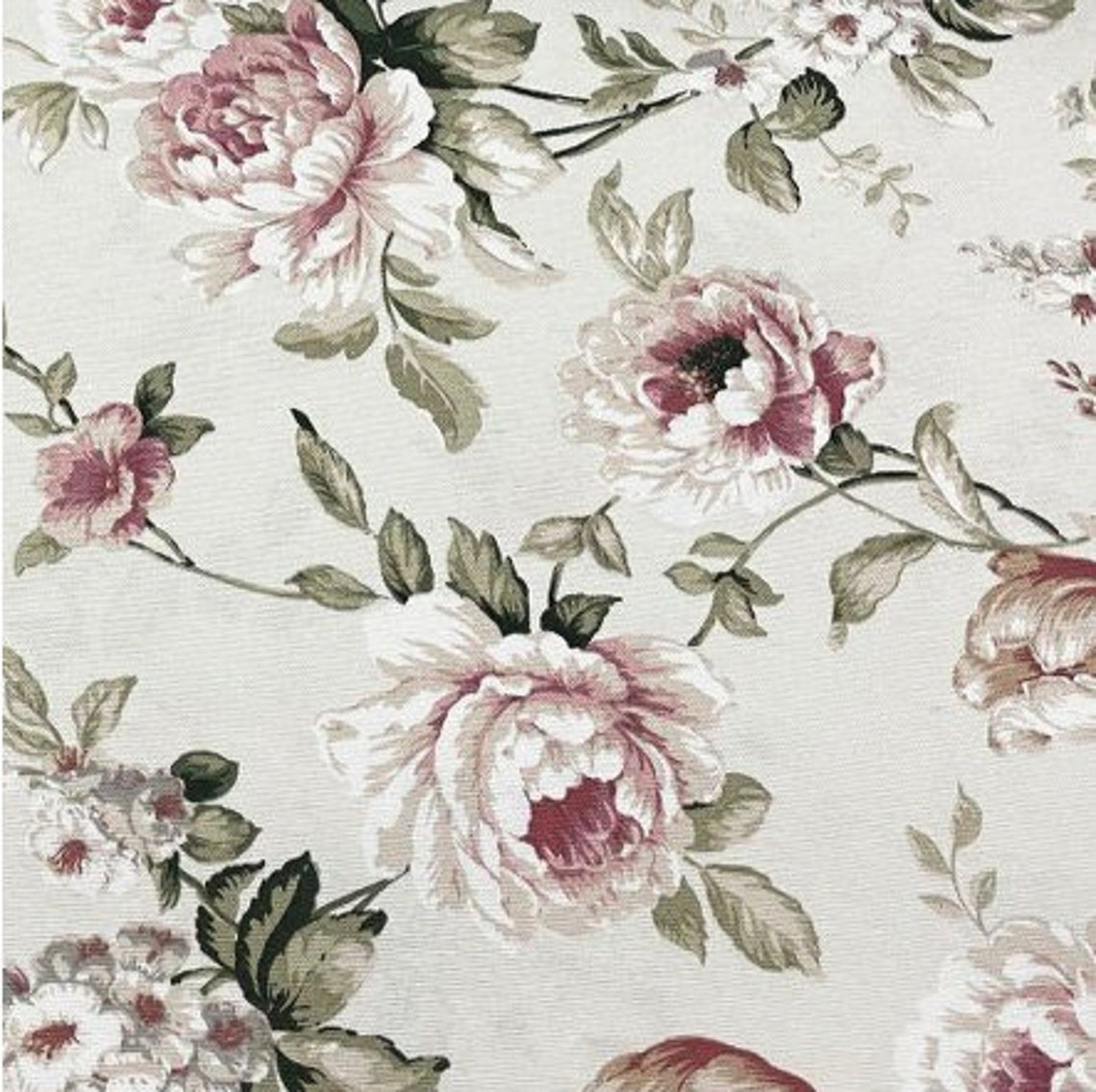 Roses Fabric by the Yard Cream Floral Fabric English Fabric - Etsy