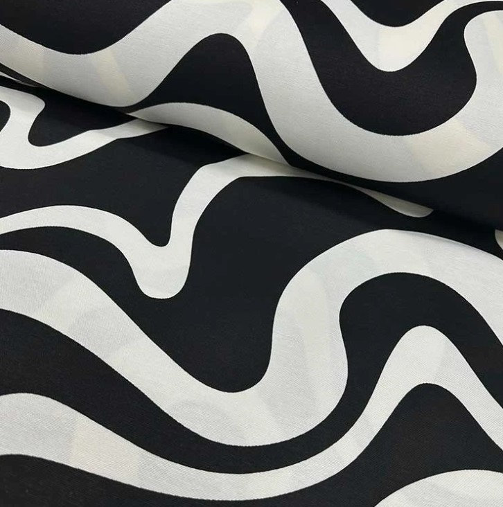 Retro Print Fabric, Blue White Upholstery Fabric, Swirl Fabric