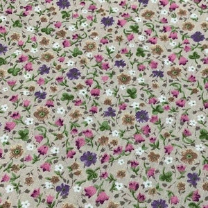 Small Print Fabric, Tiny Floral Fabric, Flower Cotton Fabric, Quilting Fabric by the Yard, Apparel Fabric, Face Mask Material, Cloth Fabric Beige Flower Fabric