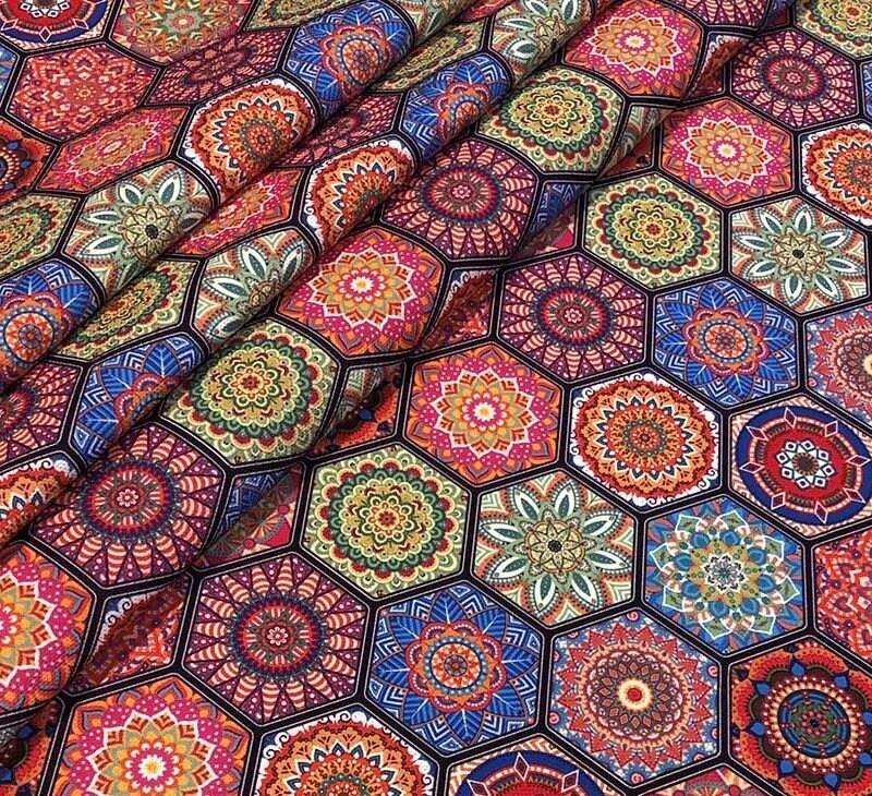 Boho Fabric Mandala Madness by Heyletsgetmikey Boho Mandalas Retro Home  Decor Jewel Tones Cotton Fabric by the Yard With Spoonflower 