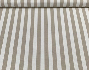 Gestreepte canvasstof, beige bekledingsstof, witte canvasstof, draperiestof op maat gesneden, meubelstof, waterdichte buitenstof