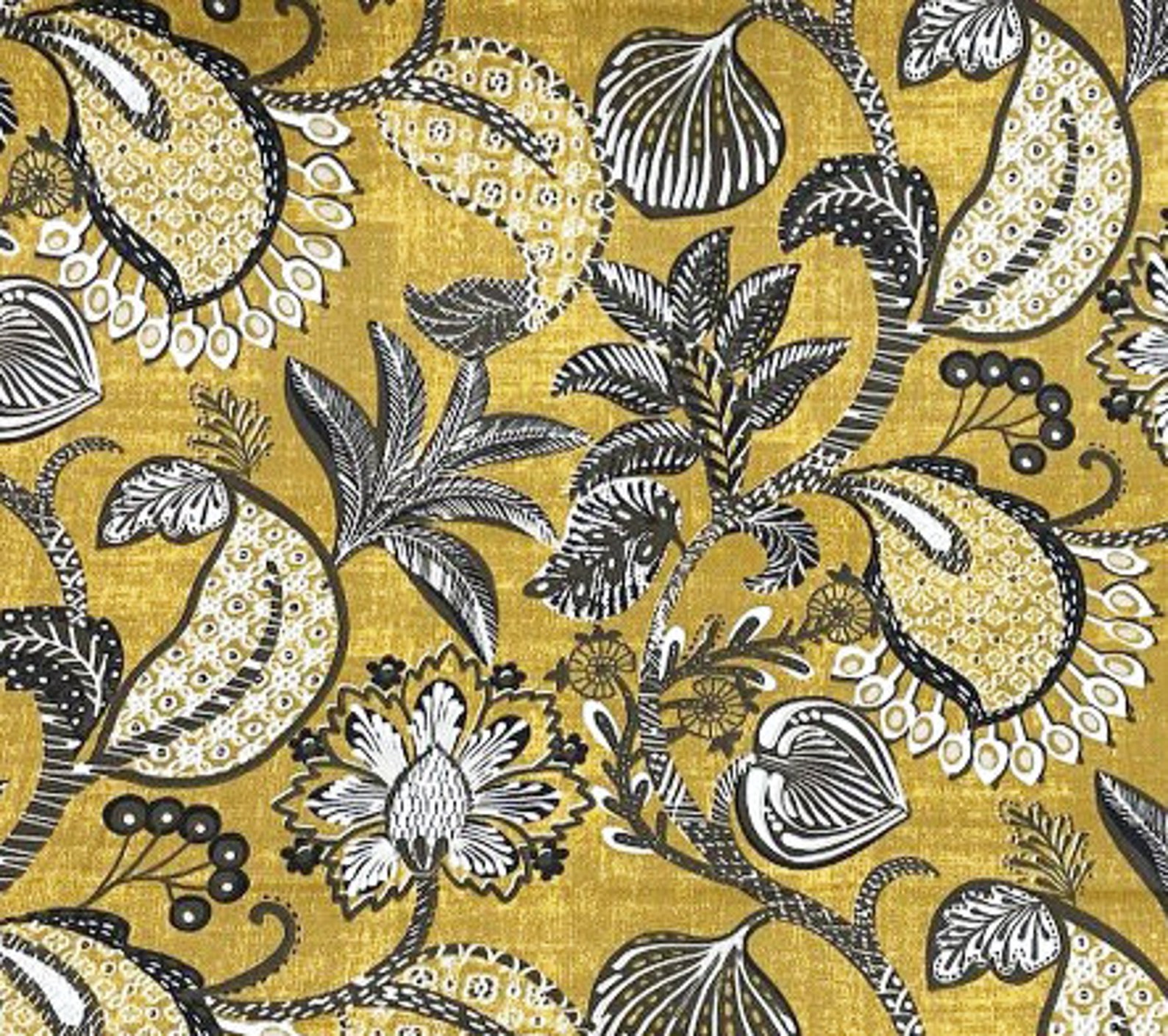Tapestry Upholstery Fabric Mustard Yellow Fabric Leaf Print Etsy UK