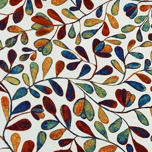 Watercolor Upholstery Fabric, Leaves Print Fabric, Colorful Boho Fabric, Painting Art Fabric, Home Decor Outdoor Curtain Pillow Fabric Yard