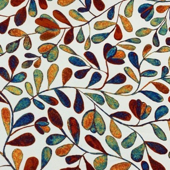 Watercolor Upholstery Fabric, Leaves Print Fabric, Colorful Boho Fabric, Painting Art Fabric, Home Decor Outdoor Curtain Pillow Fabric Yard