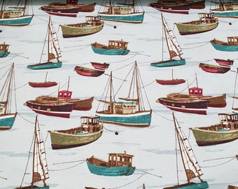 Watercolor Upholstery Fabric, Nautical Fabric by the Yard, Boat Fabric, Sailboat Fabric, Marine Fabric Cotton, Canvas Home Decor Fabric