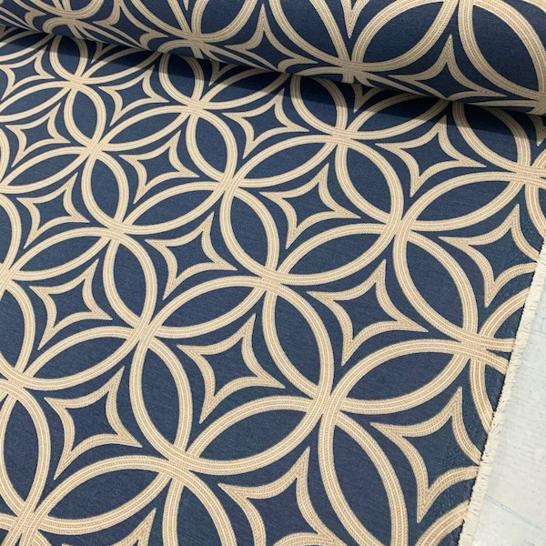 Modern Upholstery Fabric, Geometric Circles Fabric, Oriental Fabric, Abstract Furniture Fabric by the Yard, Waterproof Indoor Outdoor Fabric