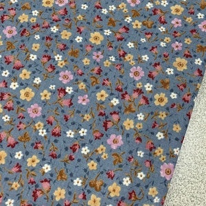 Small Print Fabric, Tiny Floral Fabric, Flower Cotton Fabric, Quilting Fabric by the Yard, Apparel Fabric, Face Mask Material, Cloth Fabric Indigo Flower Fabric