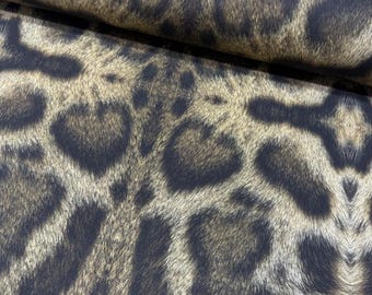 Leopard Print Fabric, Animal Upholstery Fabric, Cheetah Fabric, Brown Large Pattern Wildlife Cotton Canvas Drapery Curtain Decor Fabric Yard