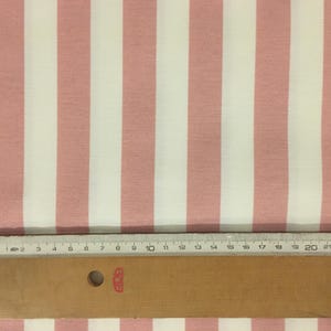 Pink White Stripe Fabric, Dusty Pink Fabric, Modern Boho Cotton Canvas Upholstery Indoor Outdoor Decorator Homespun Bedding Fabric by Yard image 2