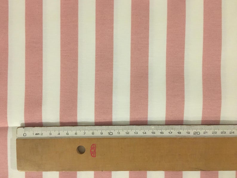Pink White Stripe Fabric, Dusty Pink Fabric, Modern Boho Cotton Canvas Upholstery Indoor Outdoor Decorator Homespun Bedding Fabric by Yard image 2