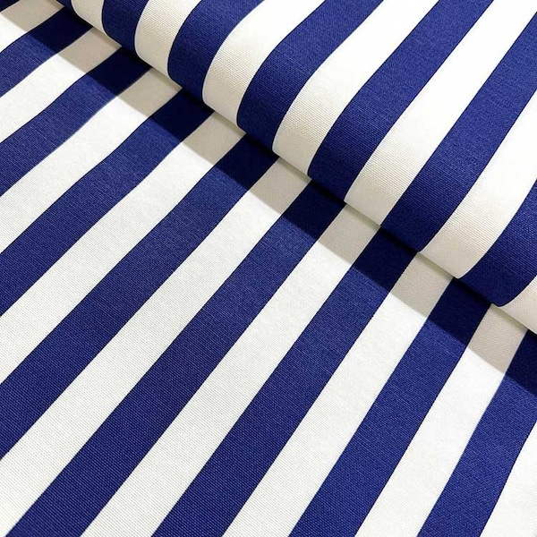 Navy Stripe Fabric, Royal Blue Upholstery Fabric, Marine Fabric, Navy White Cotton Canvas Curtain Cushion Chair Sofa Decorative Fabric Yard