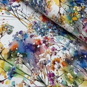 Aquarell Polsterstoff, Bunter Blumenstoff, Blätterdruck Stoff, Abstrakte Boho Malerei Kunst Vorhang Kissen Outdoor Dekostoff Yard