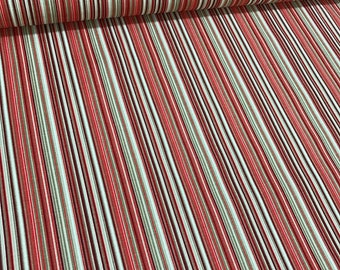 Stripe Fabric by the Yard, Red Upholstery Fabric, Pinstripe Fabric, Ticking Fabric, Colorful Cotton Outdoor Canvas Cushion Chair Bag Fabric
