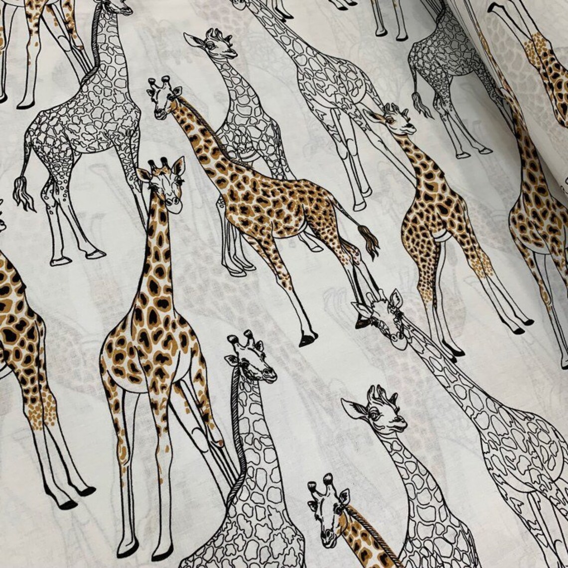 Giraffe Fabric Poplin Cotton Fabric Safari Animal Fabric Etsy