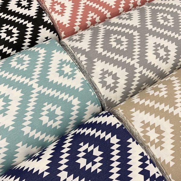 Ikat Upholstery Fabric, Geometric Canvas Fabric, Aztec Fabric by Yard, Tribal Fabric Cotton, Diamond Decor Fabric, Outdoor Cushion Fabric