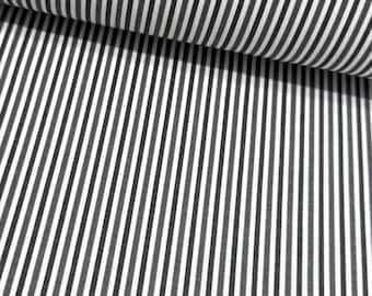 Gray Stripe Upholstery Fabric, Charcoal Modern Pinstripe Ticking Cotton Canvas Furniture Drapery Chair Pillow Outdoor Home Decor Fabric Yard