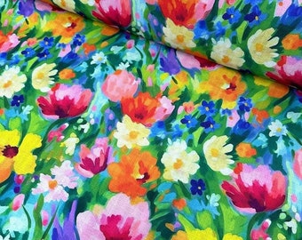Tela de tapicería con estampado de acuarela, tela floral colorida, estampado de hojas, arte de pintura, flores silvestres, moderna tela bohemia para decoración de cortinas y cojines, cortada a medida.