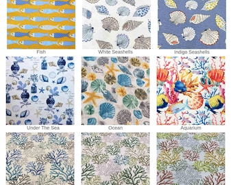 Kustbekledingsstof, onderwater oceaan zeeleven vissen print koraalrif zeeschelp katoencanvas gordijn kussen stoel decor stof tuin