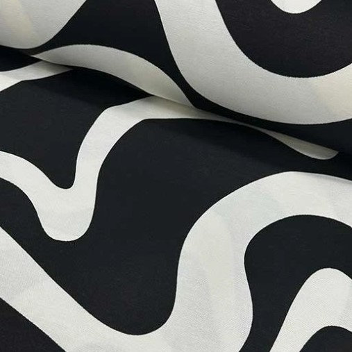 Retro Print Fabric, Blue White Upholstery Fabric, Swirl Fabric