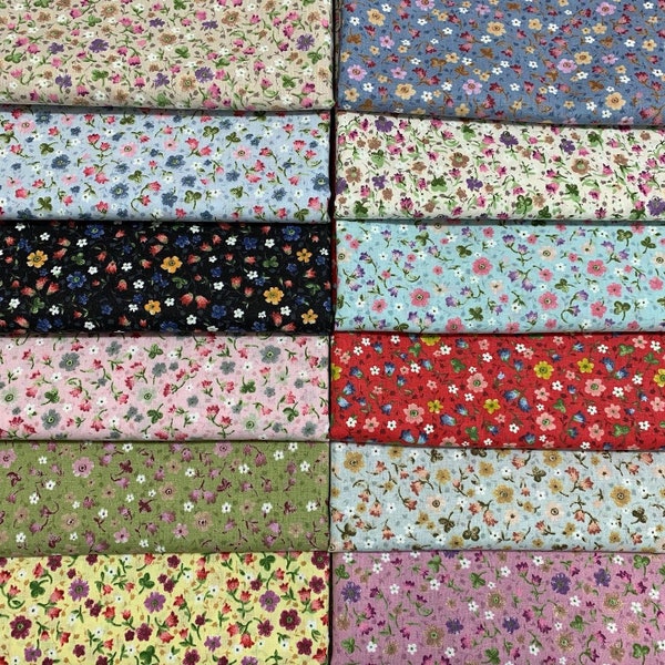 Small Print Fabric, Tiny Floral Fabric, Flower Cotton Fabric, Quilting Fabric by the Yard, Apparel Fabric, Face Mask Material, Cloth Fabric