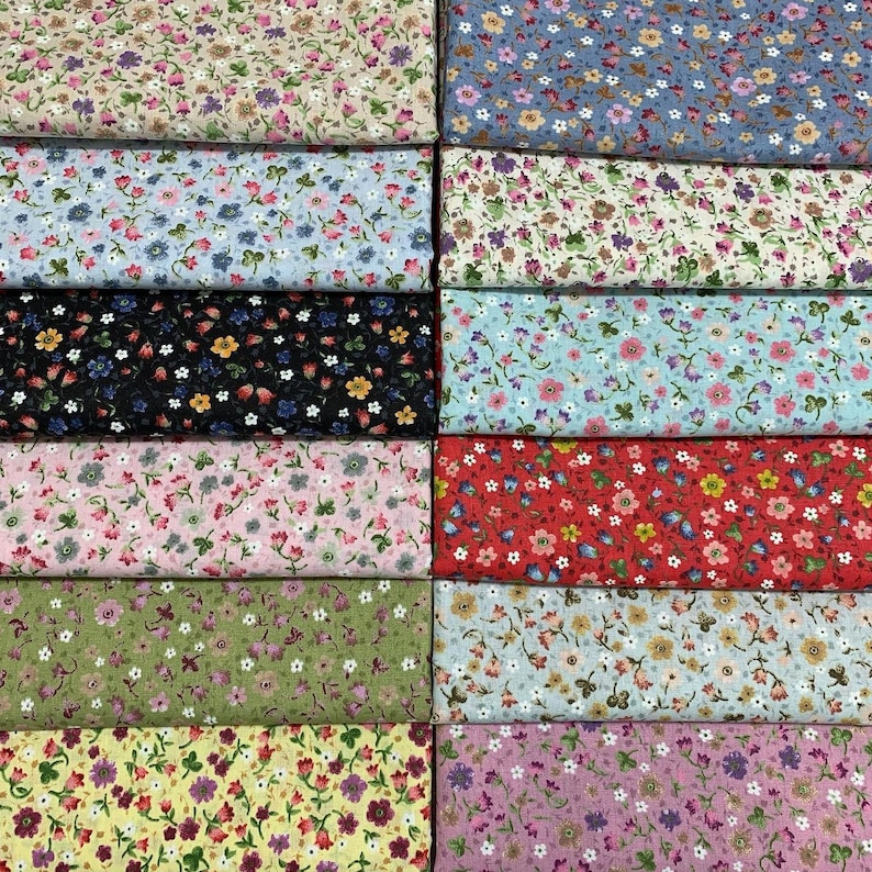 Small Print Fabric, Tiny Floral Fabric, Flower Cotton Fabric, Quilting Fabric by the Yard, Apparel Fabric, Face Mask Material, Cloth Fabric image 1
