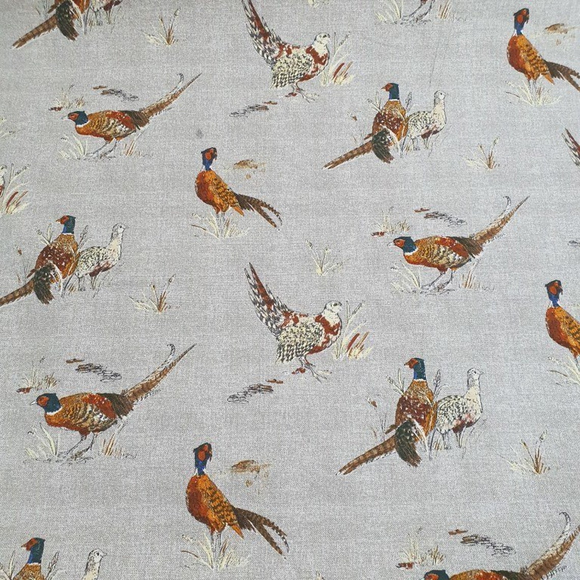 Linen Bird Fabric Pheasant Fabric Animal Upholstery Fabric Etsy