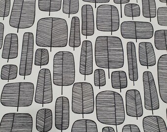 Tissu d'ameublement noir blanc, tissu à dessin, forêt abstraite moderne géométrique monochrome dessin au trait coton rideau décoration maison tissu yard