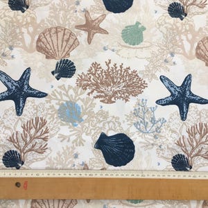 Nautical Cotton Fabric, Coastal Fabric, Sea Shell Fabric, Starfish Reef Fabric, Beige Ocean Quilting Sewing Craft Decor Fabric by the Yard 画像 4